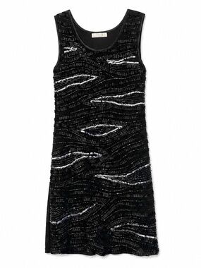 4/$20➡️ Black & Silver Beaded Sequin Patterned Mini Dress – Size Medium GUC